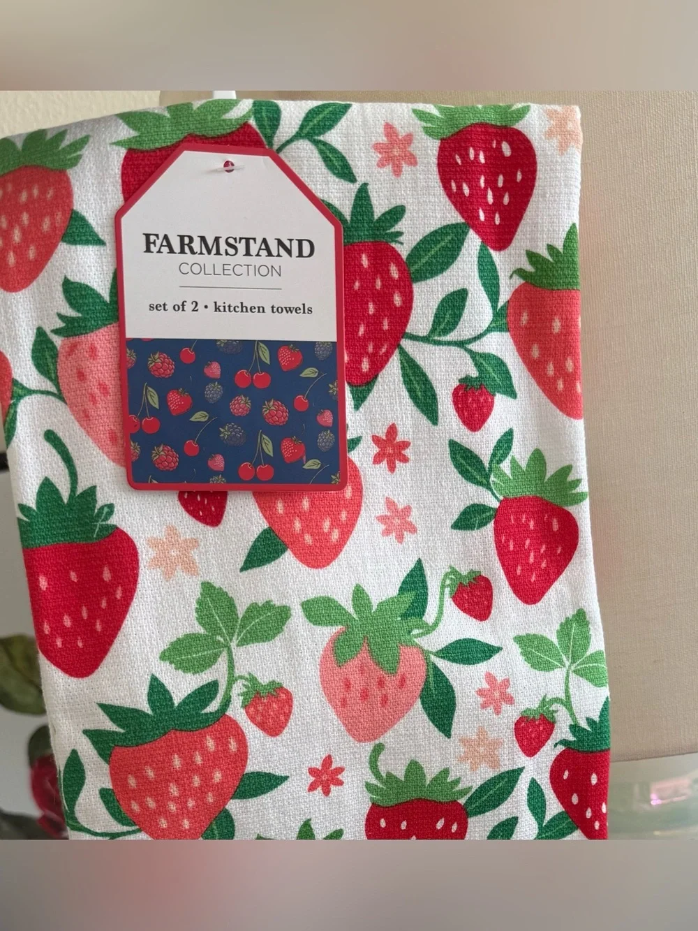 Strawberry cotton dish towels set of two